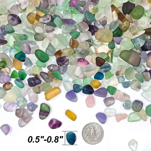 0.93 LB Fluorite Tumbled Chips Aquarium Gravel, Natural Crystal Quartz Stones for Vase Fillers, Garden, Succulent Decor