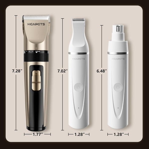 Trimmer HEAPETS Dog Hair Clippers for Grooming Kit and Dog Paw Nail Grinder for Grooming, Low Noise Rechargeable