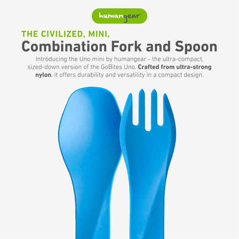 humangear GoBites Uno | Travel & Camping Utensils | Portable & Convertible Dining Ware | Multi-Functional Spork, Light Blue by humangear