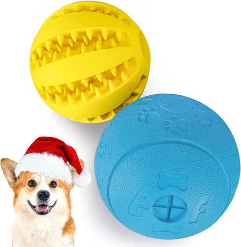 HIPPIH Dog Puzzle Toys 2 Pack, Interactive Toys for Large & Small Dogs, Durable Balls for Teeth Cleaning and IQ Training