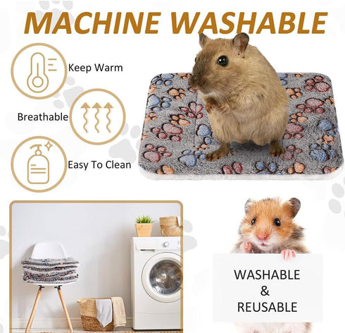 Pack of 3 Ultra Soft Dog Cat Bed Mats, Reversible Fleece, Thickened Hamster Guinea Pig Bed, Pet Bed Mat for Small