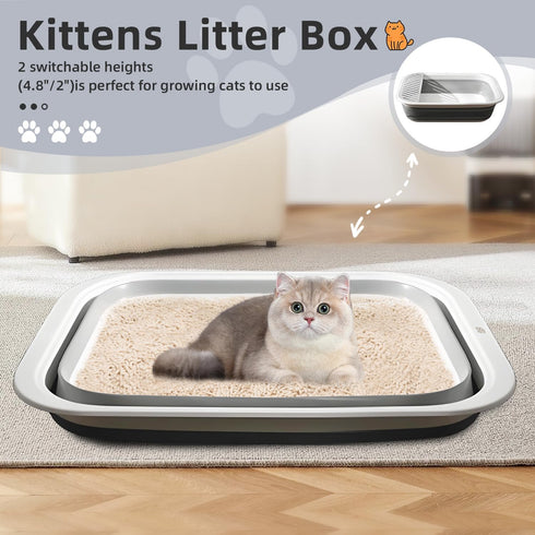 Jninexiu 17.7"13.4" (2Pcs Small Litter Box for Kittens, Open Potty Pan Cat Toilet Portable Cats Litter Box Travel