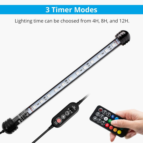 NICREW Submersible RGB Aquarium Light, Multicolor LED Light with Timer and Remote Controller, 11 Inches