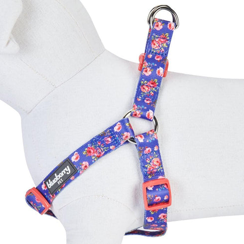 Blueberry Pet Step-in Dog Harness - 9 Patterns, Irish Blue Rose Print, Medium, Chest Girth 20" - 26"