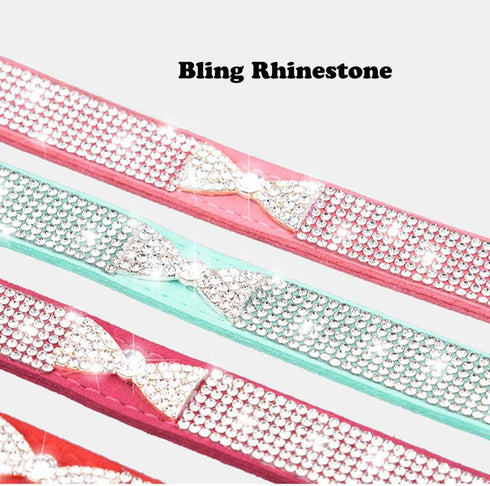 Small Dog Collar with Crown Rhinestone, Glitter Crystal Bling Sparkly Diamond Collar for XXS XS Small Medium Dogs (Red,