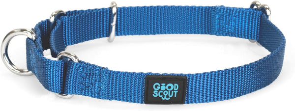 Good Scout Martingale Heavy Duty Dog Collar - Durable Slip-On Collar for Puppies & Adult Dogs, Blue, Large