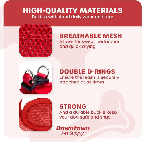 Downtown Pet Supply Step in Dog Harness for Small Dogs - No Pull, Medium, Red - Adjustable Harness with Padded Mesh