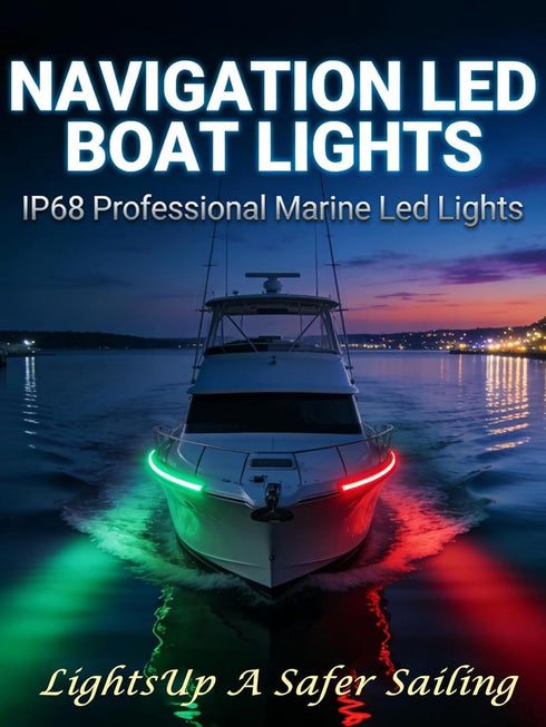 4Pcs 12inch 12v IP68 YM E-Bright Boat Navigation Lights Marine Navigation led Lights Waterproof for Boats, Pontoon