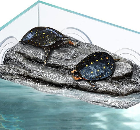 Fish Tank Aquarium Turtle Basking Platform, Tortoise Climbing Platform with 3 Suction Cups, Float Resting Terrace (Grey)