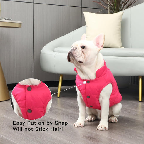 2 Layers Fleece Lined Warm Dog Jacket for Winter - Soft Windproof Small Dog Coat, Pink S