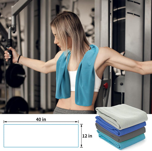 4 Pack 40"x12", YESLIFE Cooling Towel Gym Towels for Men and Women, Soft Breathable Workout Towels for Yoga, Running