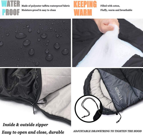 tuphen- Sleeping Bags for Adults Kids Boys Girls Backpacking Hiking Camping Cotton Liner, Cold Warm Weather 4 Seasons Winter, Fall, Spring, Summer, Indoor Outdoor Use, Lightweight & Waterproof by tuphen