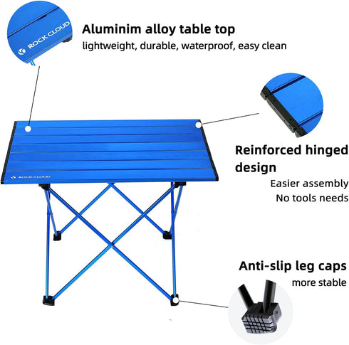 ROCK CLOUD Portable Camping Table, Ultralight Aluminum Folding Beach Table for Camping Hiking Backpacking Outdoor Picnic