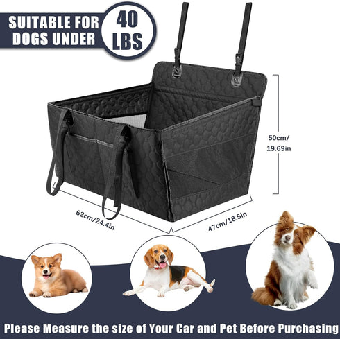40lbs Dog Car Seat for Large Medium Dogs, Dog Car Seat Cover for Back Seat, Foldable Pet CarSeat with Safety Belt