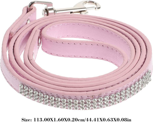 Sparkly Dog Leash with Rhinestones - PU Leather Training Leash for Small Dogs, Sparkly Studded Walking Chain