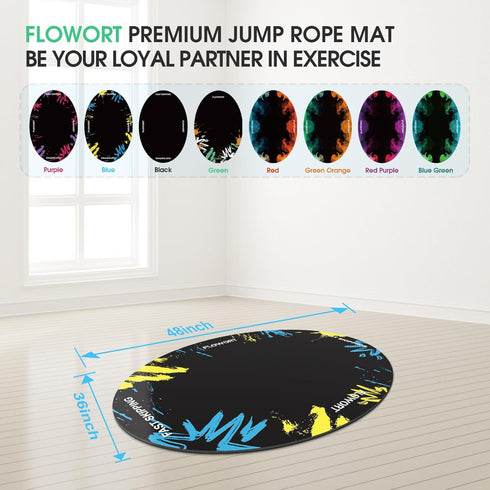 Cheete Jump Rope Mat Large Rubber Exercise Mat Indoor Outdoor Shock Absorbing Mat Non-Slip Oval Design for Floor & Rope