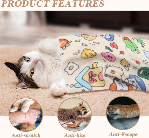 Roucerlin 27.5" 27.5" Trimming 11 Lbs) x Anti-Escape Cat Wrap for Cutting Nails, Soft Kitten Burrito Cat Swaddle Wrap
