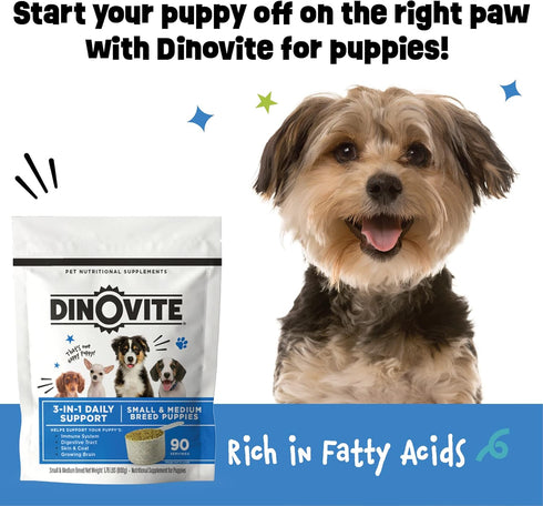 Dinovite Puppy Probiotic – 90-Day Supply for Puppies, Supports Digestive & Gut Health, Promotes Healthy Skin & Coat
