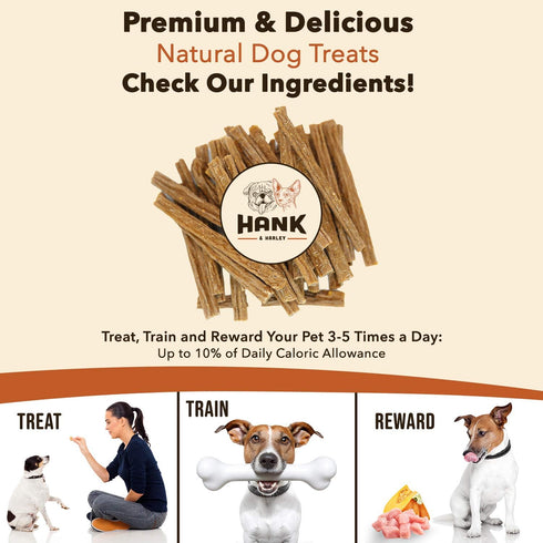 1 lb 100% Hank & Harley Jerky Sticks Beef Lung - USA Lean Protein Soft Dog Treats with Pumpkin. Natural, NO Added