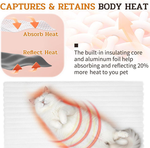 Pack 4 (43.5'' 27.5'' 0.7'')) NWK of Fluffy Self Warming Cat Mat, Cat Blanket, Thermal Dog Mat, Washable, Non-Slip
