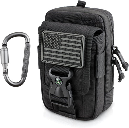 WYNEX Tactical Compass Phone Pouch - Large Molle Smartphone Holster Case with Carabiner