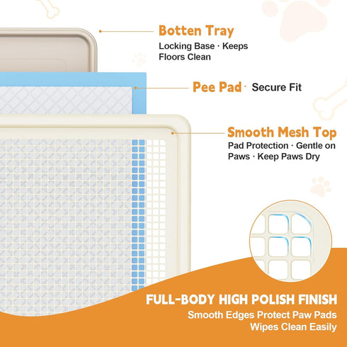 22 22 Inches Dog Pee Pad Holder for Small and Medium Dogs, Two-Layer Mesh Dog Potty Tray, Indoor Puppy Pad Holder