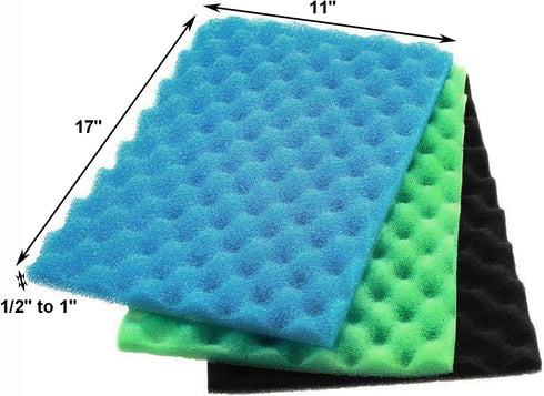 AQUANEAT Aquarium Bio Sponge Foam Filter Media Pad - Cut-to-fit for Fish Tank Sump Pond, 17" x 11" x 1/2"
