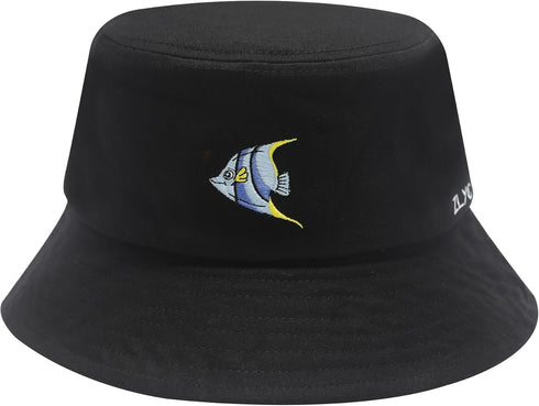ZLYC Unisex Fashion Embroidered Bucket Hat, Summer Fisherman Cap for Men, Women, and Teens
