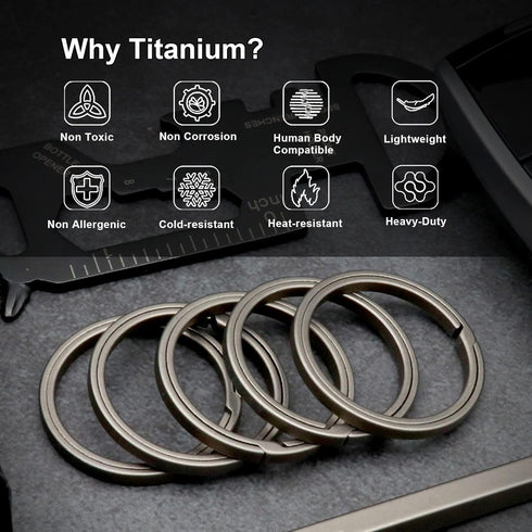 Side Pushing Titanium Key Rings for Key Carabiner, Quick Release EDC Split Rings