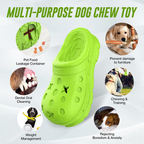 Dog Toys for Aggressive Chewers, Indestructible Natural Rubber Chew Toy with Bleef Flavor for Large Dogs (Green)