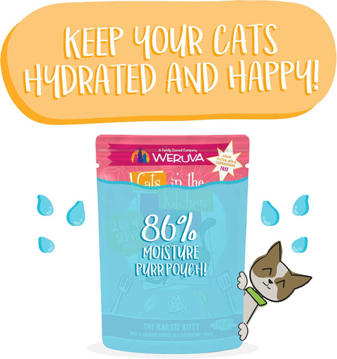 Weruva Cats in The Kitchen Paté, The Karate Kitty with Beef & Salmon, 3oz Pouch (Pack of 12)
