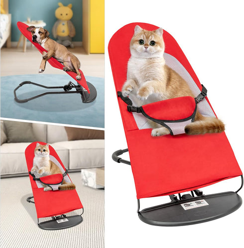 3-Position 33 lbs/15kg Portable Pet Rocking Chair - Foldable Rocking Chair for Cats, Small Dogs, Small and Medium