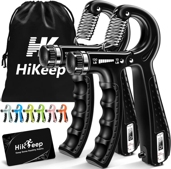 Grip Strength Trainer, Extended Version - Adjustable Grip Strengthener, Set of 2 for All Hands