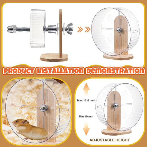 Sonwyoung 40 9.5'' Pcs Hamster Cage Accessories, Exercise Wheel, Wood Platform Hideout House, Water Bottle, Sand Bath