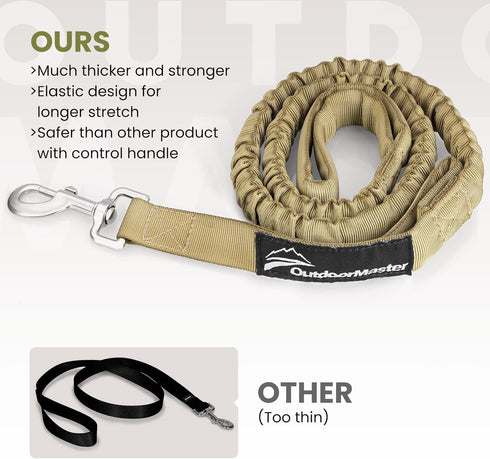 OutdoorMaster Bungee Dog Leash, Heavy Duty with Shock Absorption, 4 FT Tan Training Leash