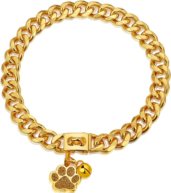 15mm & 19mm Thick Dog Chain Collar with Quick Release Buckle, 18K Gold Chain for Small, Medium, Large Dogs (19MM, 20")