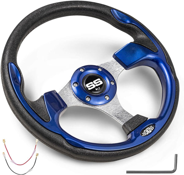 NOKINS 12.5" Universal Golf Cart Steering Wheel, Fits EZGO TXT&RXV Club Car DS&Precedent Yamaha