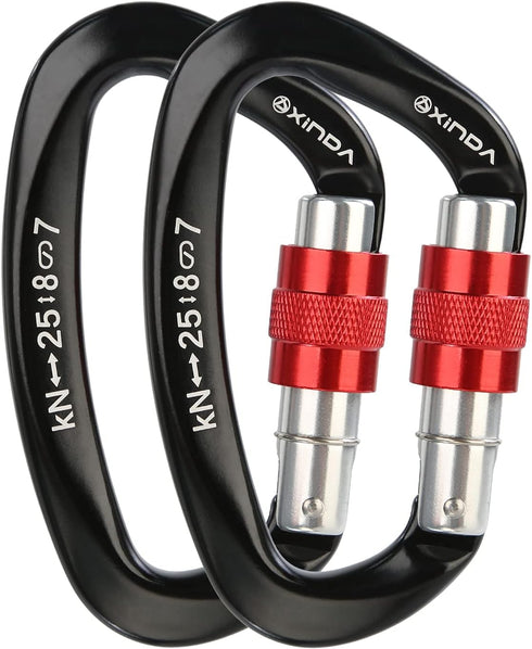 Screwgate Locking Carabiner Clip - Professional Rock Climbing Carabiner Screw Lock, Heavy Duty for Climbing,