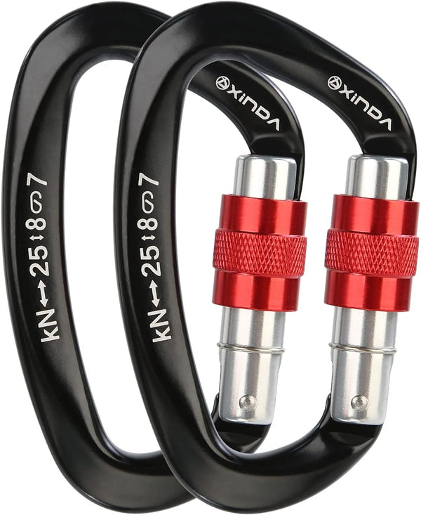 Screwgate Locking Carabiner Clip - Professional Rock Climbing Carabiner Screw Lock, Heavy Duty for Climbing,