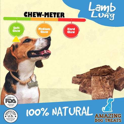 Amazing Dog Treats Lamb Lung Squares (8 oz.) - 100% Natural Lamb Lung for Dogs - Training Reward - Single Ingredient Dog Chews