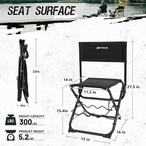 Fishing,Hunting,Lawn,Patio,Garden,300LBS. X Strike Portable Fishing Chairs Outdoor Folding Stool for Adults Portable