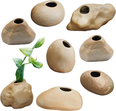 Norme 8 Pcs Ceramic Aquarium Plant Pots, Aquatic Cup Holder for Fish Tank Decorations