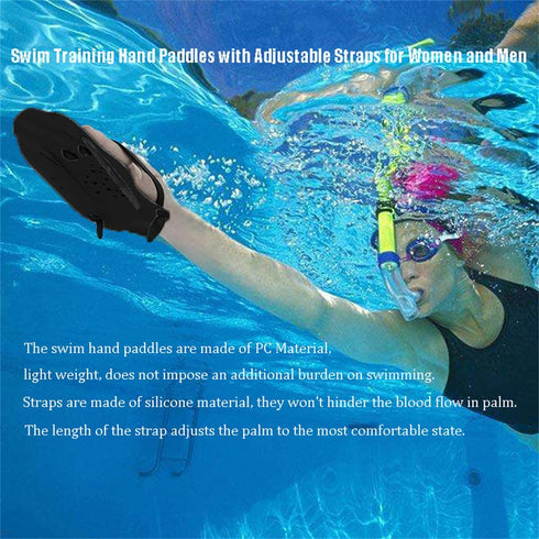 Swim Paddles Hand, Power Swim Training Paddles with Adjustable Straps for Adult Youth Swimming Gear