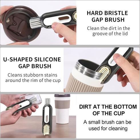 5-in-1 Long Handle Electric Bottle Brush Cleaner and Straw Cleaning Brush with Removable Brush Head, Multi-Function