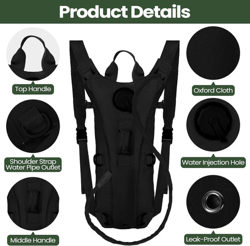 Liliful 4 Pcs Hydration Pack Backpack with 3 Liter Bladder, Tactical Water Backpack for Hiking Cycling