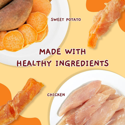 21.2 oz Jungle Calling Dog Treats for Medium/Large Breeds Rewards - Chicken Wrapped Sweet Potato, Grain Free, Rawhide