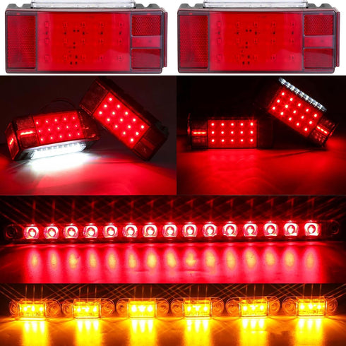 3rd 80" Inches LED Boat Trailer Lights, Submersible LED Trailer Light Kit w/Wiring Harness Combined Stop Tail Lights