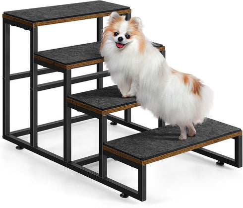 Dog Stairs for High Beds - 4 Steps for Small Medium Dogs, Easy to Walk on Pet Steps for Beds and Cars