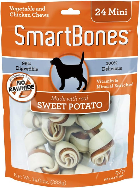 SmartBones Mini Sweet Potato Chews, 24 Pack, SBSP-02002
