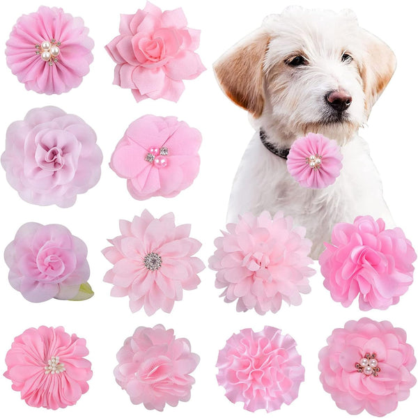 12PCS Detachable Flower Bow Collar for Cat Dog, Pet Supplies for Birthday Party, Flower Embellishment